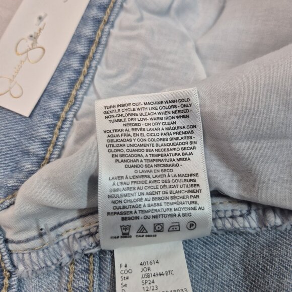 Jessica Simpson Hug Me Jean Shorts Buttercup Size 32 Frayed Button Fly Blue (55) - Picture 9 of 12